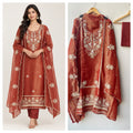 Elegant Shimmer Tissue Organza Unstitched 3 Pcs Designer Suit Set