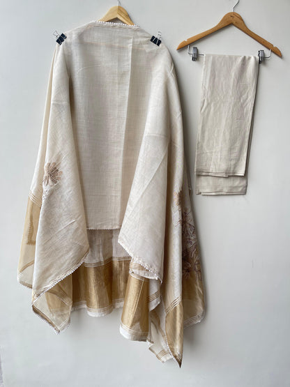 Soft banarasi weaving mul chanderi unstitched ladies suit Rc18921