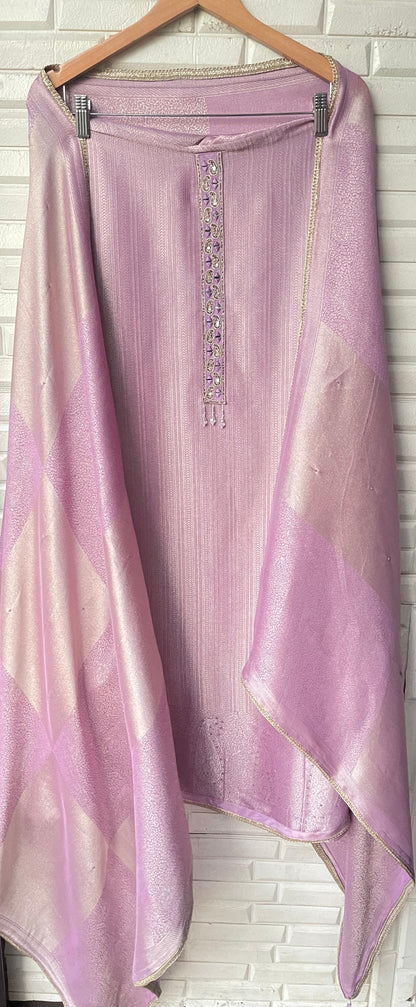 Pure brocade silk unstitched ladies suit Rc17812