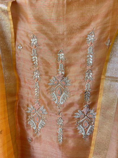 Shimmer linen silk unstitched ladies suit Rc17802 (b)