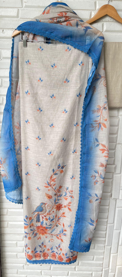 Cotton linen unstitched ladies suit Rc17599