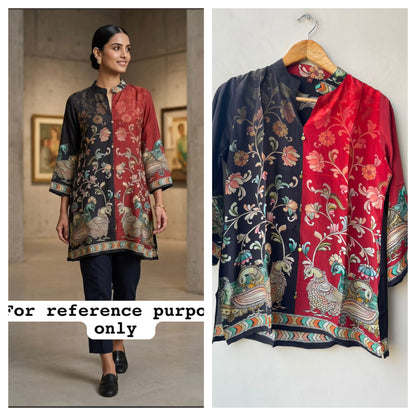 Satin crepe stitched ladies coord shirt Rc19165 (c)
