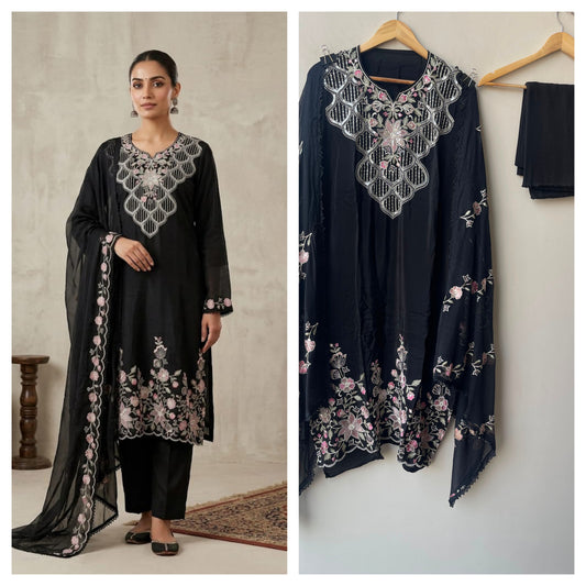 Gine glass organza ladies unstitched suit Rc19320 (a)