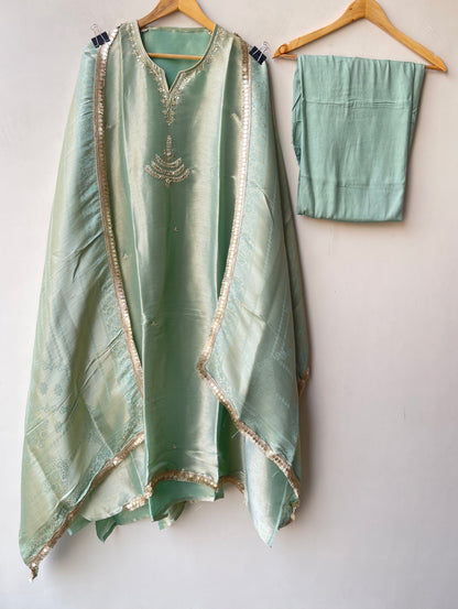 Premium Shimmer Giraffe Silk Unstitched 3 Pcs Designer Suit Set