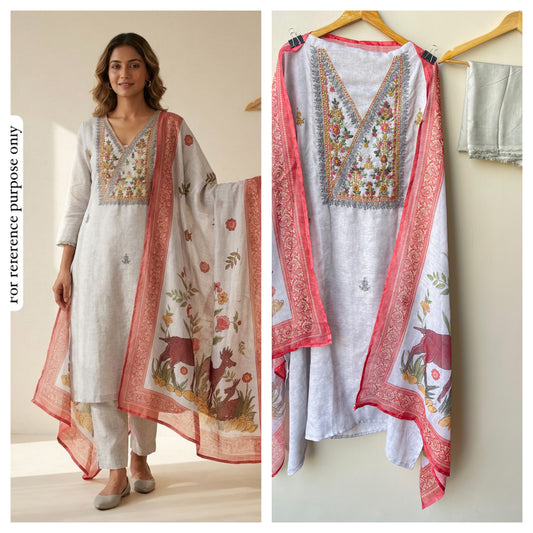 Soft Self Linen Printed Ladies Unstitched Suit RC-18855