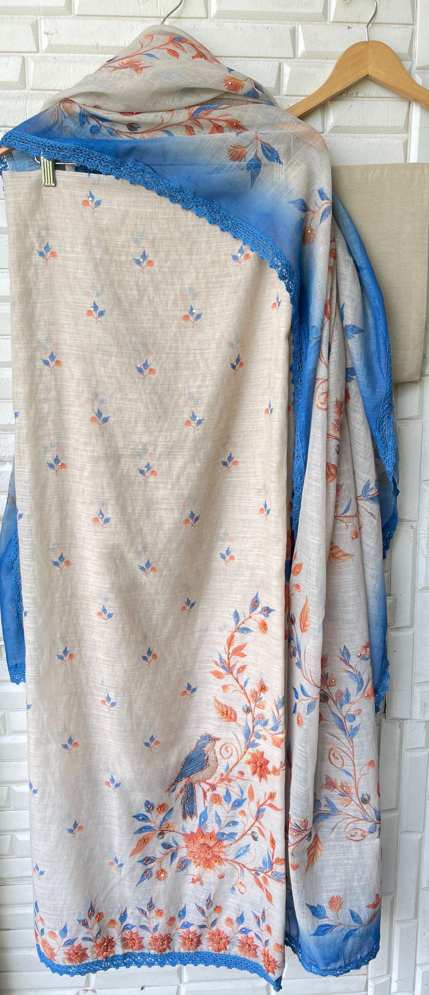 Linen cotton unstitched ladies suit Rc17427
