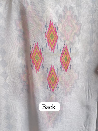 Ikkat print organza fabric unstitched ladies suit Rc18418