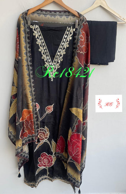 Self soft organza unstitched ladies suit Rc18421