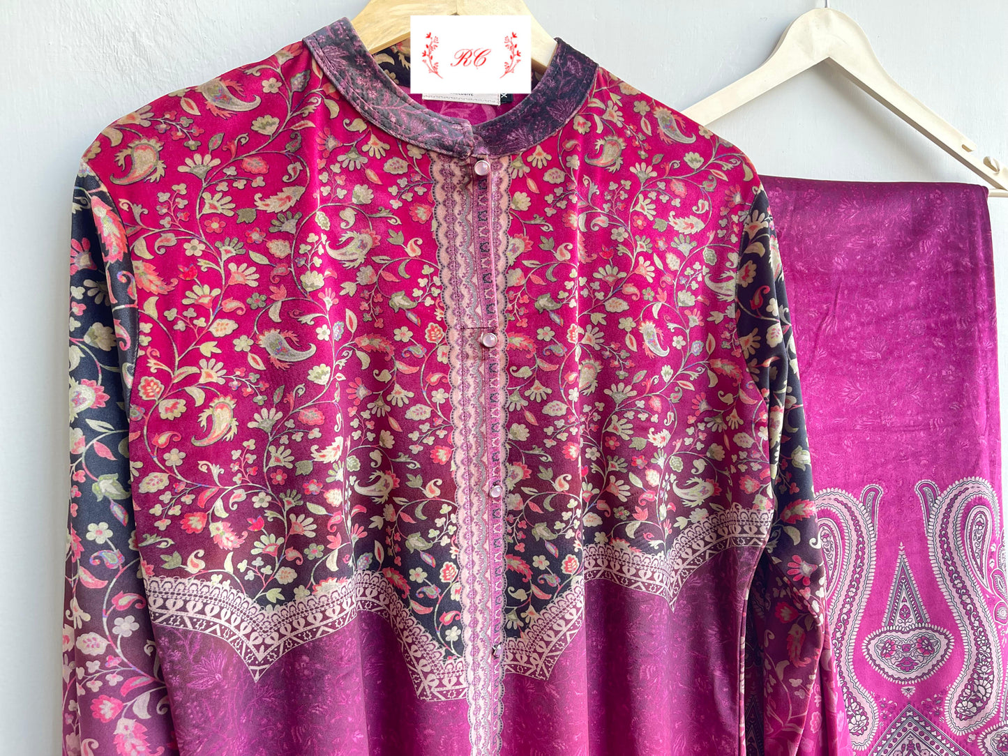 Stylish micra velvet readymade ladies coord set Rc18148