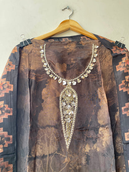 Glass organza printed ladies unstitched suit Rc19316