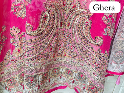 Satin crape unstitched ladies suit Rc17996