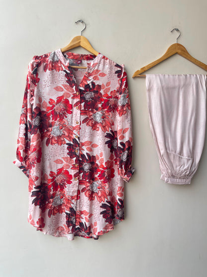 Soft muslin printed stitched ladies coord set Rc19209