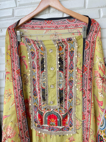 Muslin silk unstitched ladies suit Rc17403
