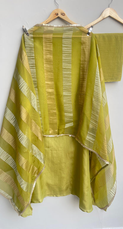 Banarasi shimmer silk unstitched ladies suit Rc17895