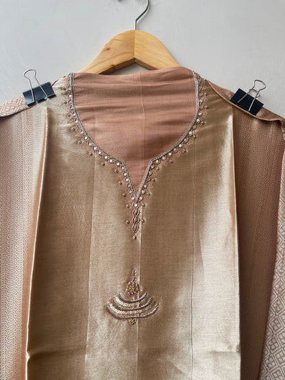 Self giraffe silk unstitched ladies suit Rc19271 (a)