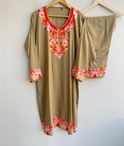 Rayon kashmiri kadai ready ladies coord set Rc18384 (b)