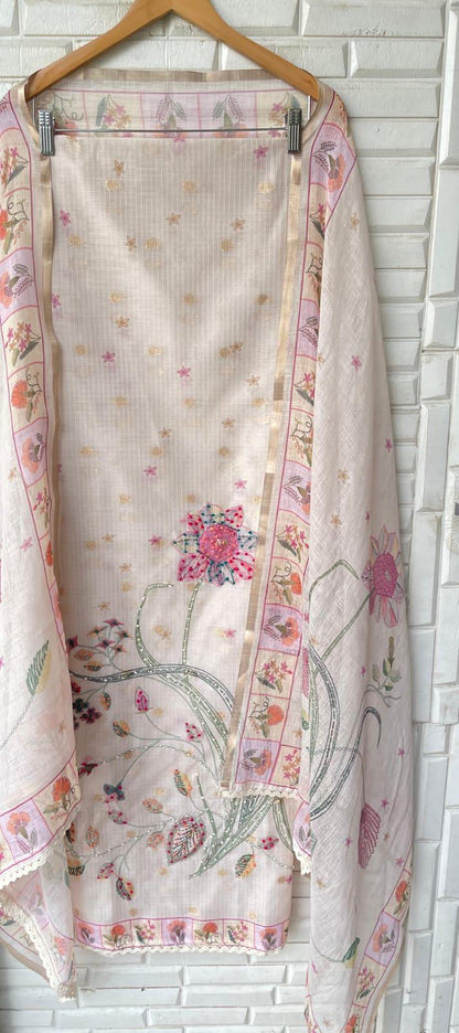 Banarasi Kora Linen Unstitched Ladies suit Rc17043