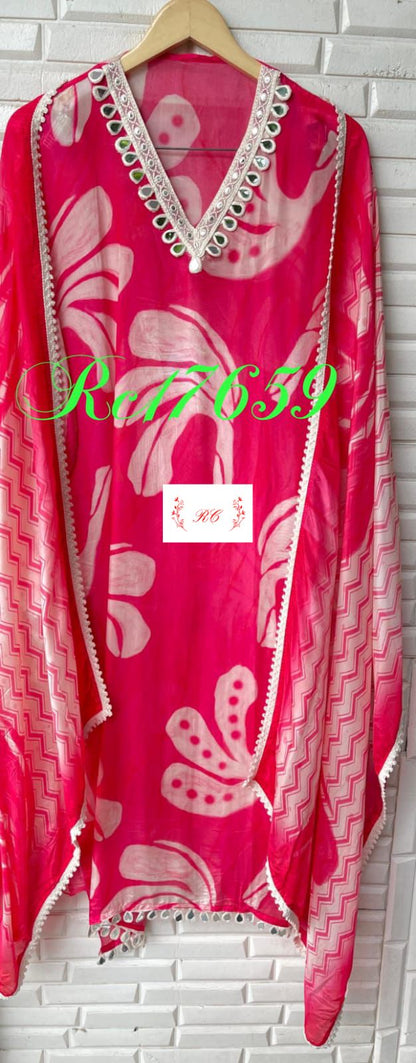 Crepe satin unstitched ladies suit Rc17659