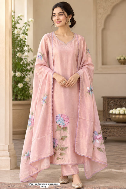 Shimmer Silk Brush Painted Elegant Unstitched Suit Set
