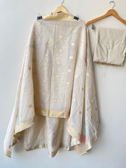Banarasi weaving mul chanderi unstitched ladies suit Rc18945