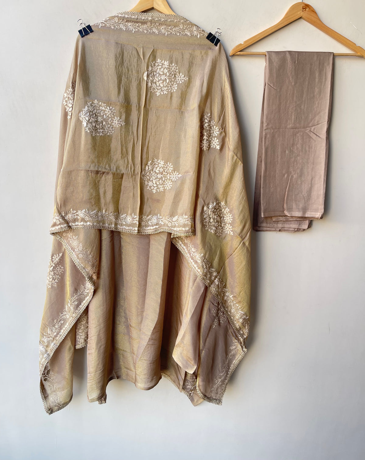 Designer Shimmer Silk 3pcs Unstitched Suit Set