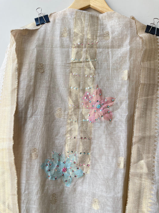 Banarasi weaving mul chanderi unstitched ladies suit Rc18945