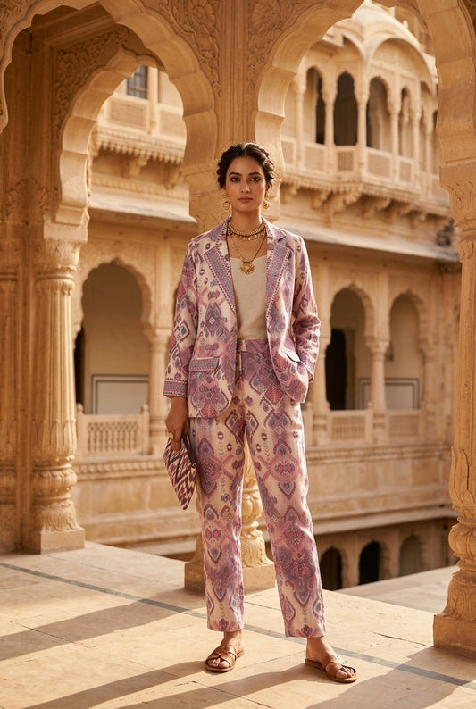 Linen Ready to Wear Co-ord Set - Architectural Haveli Shoot